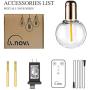 LED String Lights Indoor G50 24ft with 20 Bulbs Weatherproof Lights for Bedroom Living Room Transformer Extension, Spare Filament, Infrared Remote Control L.A.NOVA