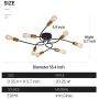 NEWSEE Flush Mount Ceiling Light Fixture Sputnik Chandelier Industrial Bedroom Lighting Fixtures Modern Style for Kitchen Dining Room Living Room Kitchen Hallway Cafe Bar (8 Light)