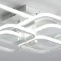 Jaycomey Modern LED Ceiling Light,87W 6 Heads Square Shape LED Ceiling Lights,Cool White 6000K Acrylic Flush Mount Ceiling Lamp for Living Dining Room Kitchen Bedroom(White)