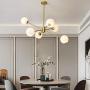 BOKT Mid Century Modern Chandelier 6 Lights Magic Bean Molecular Chandelier Globe Chandeliers Light Fixture for Living Room Restaurant Kitchen Island E26 Base (Gold, 6 Lights)