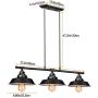 Industrial Kitchen Island Pendant Light, Elibbren Rustic Farmhouse 3-Lights Pendant, Vintage Hanging Light Fixture for Kitchen Dining Room