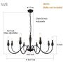 LynPon 8 Lights Farmhouse Chandelier Black Rustic Industrial Chandeliers Candle Ceiling Light Fixture for Living Dining Room Kitchen Island Foyer Bedroom Lighting