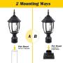 PARTPHONER Outdoor Post Light with Pier Mount Base, Waterproof Pole Lantern Light Fixture, Exterior Lamp Post Lantern Head with Clear Glass Panels for Garden, Patio, Pathway (6 Inch)