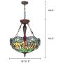 Capulina Dragonfly Design Tiffany Dining Table Lights, 3-Light Hanging Tiffany Style Lamp, 18.3 Inch Wide Stained Glass Dining Room Lights, Pendant Lights, Tiffany Hanging Light