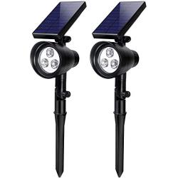 InnoGear Solar Lights, 2-in-1 Waterproof 3 LED Solar Spotlights Adjustable Wall Light Landscape Lighting Security Light Outdoor Auto On/Off for Patio Deck Yard Garden Driveway, Pack of 2