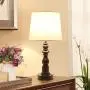 Zermurd Touch Control Bedside Lamp, 3 Way Dimmable Modern Nightstand Lamp with Dual USB Ports White Shade Brown Resin Base Ambient Light for Bedroom Living Room Guest Room, A19 7W LED Bulb Included