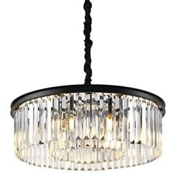 Crystal Chandelier Lighting Dining Room 6 Lights W22'' Crystal Pendant Light for Living Room, Raindrop Chandelier Kitchen Foyer Lighting Entryway