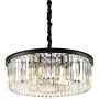 Crystal Chandelier Lighting Dining Room 6 Lights W22'' Crystal Pendant Light for Living Room, Raindrop Chandelier Kitchen Foyer Lighting Entryway