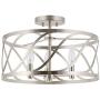 Kira Home Isabelle 16'' 3-Light Modern Semi-Flush Mount Ceiling Light, Metal Drum Shade, Brushed Nickel Finish