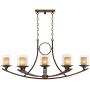 Tafford Mahogany Wood Large Linear Island Pendant Chandelier 43 1/4'' Wide Rustic Clear Outer Scavo Inner Glass 8-Light for Kitchen Island Dining Room - Franklin Iron Works