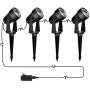 Svater LED Landscape Lights,12V Low Voltage Spotlights Outdoor with Metal Ground Stake,2700K Warm White,1200Lumens Plug in Outdoor Spotlights for Garden, Backyard,Lawn - 4 Pack