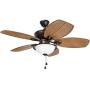 Harbor Breeze Cedar Shoals 44-in Oil Rubbed Bronze Indoor/Outdoor Ceiling Fan with Light Kit