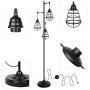 3-Light Black Farmhouse Floor Lamp Industrial Rustic Standing Lamp for Living Room Bedroom Study Office Modern Tree Tall lamp with Metal Shade (Farmhouse)