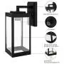 DEWENWILS Outdoor Wall Light, Clear Glass Shade, Matte Black Finish, E26 Socket, Weather Resistant Wall Sconce for Garage, Porch, Backyard, ETL Listed