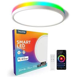 TALOYA Smart WiFi Ceiling Light(12 Inch-24W), Compatible with Alexa,Google,Remote Controller, Fixture with Ambient Light for Bedroom Living Room