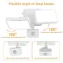 DLLT LED Motion Sensor Security Flood Light Outdoor-20W Pir Sensor Wall Lamp Fixture Waterproof Spot Lights for Garage Yard Garden Lighting Daylight with US Plug in, 2 Adjustable Heads, Super Bright