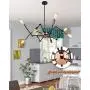 Harriet Modern 8-Light Sputnik Chandelier, Starburst Mid Century Pendant Light，Adjustable Swing Arms Ceiling Light Fixture for Kitchen, Dining Room, Living Room, Black and Rose Gold Finish, HPL02BRG-8
