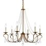 A1A9 Modern 6 Light Candle Style Chandelier with Crystal Accents, Simple Classic/Traditional Pendant Light, Kitchen Island Ceiling Light Fixtuer for Entryway, Hallway, Dining Room and Foyer (Gold)