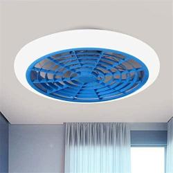 BAYCHEER Doughnut Ceiling Fan Lamp LED Acrylic Semi Flush Mounted Light with Remote Control 3 Light Color Changeable in for Kids Room Bedroom Dining Room Hall Kitchen,Blue