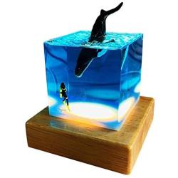 Shark Night Light,Cube Shark Diver Night Lamp Novelty Gift for Children for Living Rooms and Bedrooms Decor