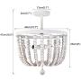 A1A9 Farmhouse Wood Bead Chandelier, Antique Rustic Pendant Light with Distressed White Finishing, 3-Lights Bohemia Semi Flush Mount Ceiling Lights for Dining Room Kitchen Bedroom Foyer D15.7''
