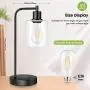 Wireless Charging Industrial Table Lamp 3-Way Touch Control Dimmable Desk Lamp with USB Port Bedside Lamp with Hanging Seeded Glass Shade for Office Bedroom Living Room, Bulb Included