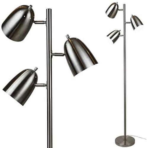 LOFT 3 Light Floor Lamp with Adjustable Reading Lights by Lightaccents - Tree Style Standing Lamp with Adjustable Lights - Floor Standing Pole Light - Living Room Lamp Brushed Nickel Finish