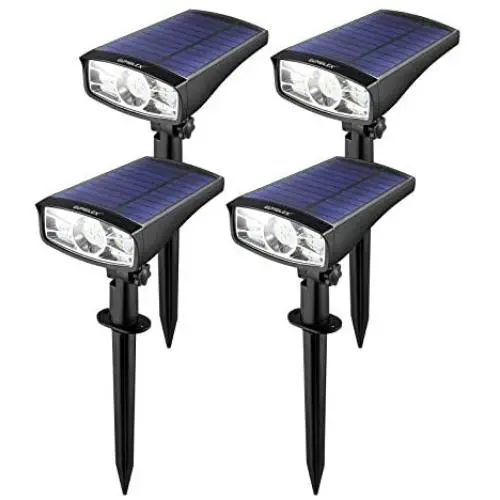 GUMGLEX Solar Spot Lights Outdoor with 12 LED - Waterproof Wireless Landscape Wall Lights - for Garden Pool Backyard Walkway - Transparent Cover - 6500K - Cold White - 4 Pack GUMGLEX Solar Spot Lights Outdoor with 12 LED - Waterproof Wireless Landscape Wall Lights - for Garden Pool Backyard Walkway - Transparent Cover - 6500K - Cold White - 4 Pack
