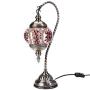 Carkiien Turkish Mosaic Table Lamp for Living Room Glass Bedside Lamp Blue Swan Neck (Red)