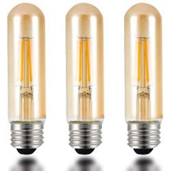 T10 LED Bulbs 2200K Warm White, 4W Amber Colored Tubular Edison Light Bulbs, E26 Medium Base,40 Watt Equivalent, Dimmable Tube Vintage Led Bulbs, LED Filament Bulb for Desk Lamp, Display Pendant Light