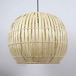 LITFAD Beige Globe Hanging Lamp Pastoral Single Light Rattan Pendant Light Decorative Ceiling Hanging Light for Dining Room Restaurant Hallway Corridor - 12'' (30 cm)