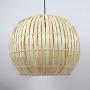 LITFAD Beige Globe Hanging Lamp Pastoral Single Light Rattan Pendant Light Decorative Ceiling Hanging Light for Dining Room Restaurant Hallway Corridor - 16'' (40 cm)