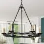 KSANA 6-Light Farmhouse Chandeliers, 24'' Antique Iron Petal Shape Kitchen Island Light, Rustic Hanging Ceiling Light Fixture for Dining Room Living Room Foyer