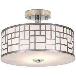 SOTTAE 12'' Elegant 2 Lights Chrome Finished Semi Flush Mount Ceiling Light,Metal Hanging Fixture Lighting,Glass Diffuser Ceiling Lamp for Bedroom,Living Room,Kitchen, Hallway