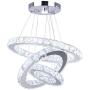 Winretro Modern DIY Crystal LED Chandelier Light Fixture 3 Rings Round Pendant Lighting Adjustable Stainless Steel Ceiling Lamp for Living Room Dining Room Bedroom(Cold White)