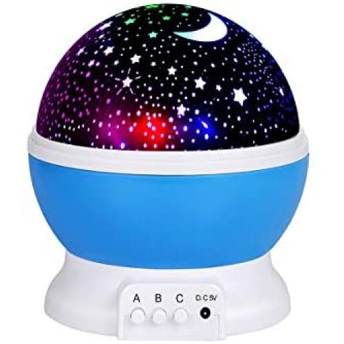 Snik-S Kids Night Light, Moon Star Night Light Rotating Star Projector, Baby Night Light, Night Lighting Lamp 4 LED 8 Modes with USB Cable, Best for Bedroom Nursery Kids Baby Children Birthday Gift