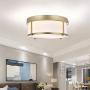 SOTTAE 2-Light Flush Mount Ceiling Light,Gold Frame and White Glass Drum Shade Light,Ceiling Light Fixture for Closet Kitchen Bathroom Foyer Stairs Laundry and Bedroom