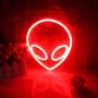 Wanxing Alien Neon Signs LED Neon Wall Sign Red Neon Lights for Bedroom Kids Room Hotel Shop Restaurant Game Office Wall Art Decoration Sign Party Supply Gift (Red)