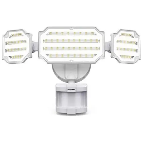LEPOWER 45W LED Security Lights Motion Sensor Light Outdoor, 4500LM Motion Flood Light, 5000K, IP65 Waterproof, Durable Adjustable 3 Head Sensor Light Motion Detector for Garage, Yard, Patio, Porch
