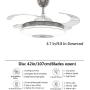YEELED Light 42 Inch Remote Control Retractable Reversible Ceiling Fans with 3 Changing Light Color and 6 Fan Speed Invisible Ceiling Fan Chandelier for Indoor Living Room Bedroom Dining Room Ceiling Light Kits with Fans (42 Inch, Silver-02)