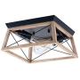 VILUXY Retro Industrial Rectangle Flush Mount Ceiling Light Fixture with Wood Shade for Hallway, Entryway, Passway, Dining Room, Bedroom, Balcony Living Room Two-Light
