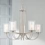Melody Brushed Nickel Chandelier 26 3/4'' Wide Modern Curved Arms Clear Frosted Glass 5-Light Fixture for Dining Room House Foyer Kitchen Island Entryway Bedroom Living Room - Possini Euro Design