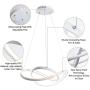 CHYING LED Pendant Lighting, Modern Chic Irregular Ring Chandelier 44W 3080LM Warm White 3000K 59 inch Adjustable Hanging Ceiling Lamp Fixture for Bedroom Dining Room Living Room