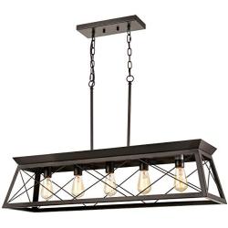 DANXU Industrial 5 Lights Kitchen Island Lighting Dining Room Linear Chandelier
