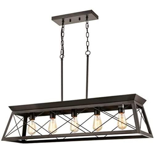 DANXU Industrial 5 Lights Kitchen Island Lighting Dining Room Linear Chandelier