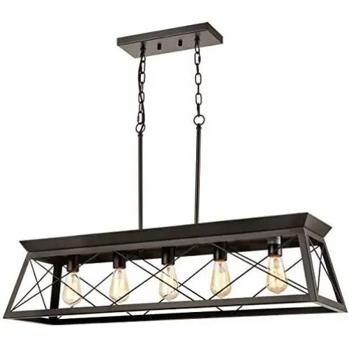 DANXU Industrial 5 Lights Kitchen Island Lighting Dining Room Linear Chandelier