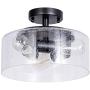 VILUXY 3-Light Seeded Ceiling Light Semi Flush Mount Ceiling Light, Industrial Seeded Glass Shade Light Fixtures Ceiling for Kitchen, Living Room, Dining Room, Bedroom, Hallway, Stairway