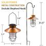 1 Pack EKQ ROJOY Hanging Solar Lights Lantern Lamp with Shepherd Hook, Metal Waterproof Edison Bulb Lights for Garden Outdoor Pathway (Copper)
