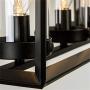 JinYuZe Black 5-Light Kitchen Island Light,Clear Glass Shade Metal Frame Linear Pendant Lighting,Pool Table Light for Living Room Dining Room Bedroom