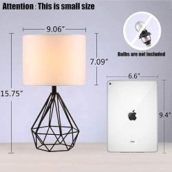 SOTTAE Black Hollowed Out Base Modern Livingroom Bedroom Bedside Table Lamp, Desk Lamp with White Fabric Shade